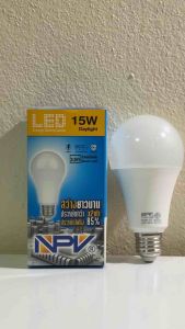 NPV หลอดไฟ LED 15W แสงขาว ขั้ว E27 ไฟแอลอีดี หลอดประหยัดไฟ หลอดบลัฟ <ยกแพ็ค 10 ดวง> คุ้ม