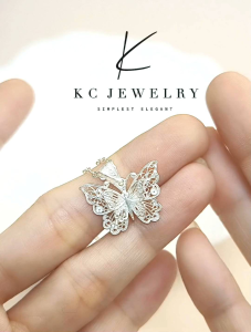 KC Jewelry S990 Silver Filigree Butterfly Pendant