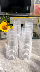 100pcs Disposable Plastic Drinking Water Cup transparent Airline cup Lid Clear dining Wedding Party Cawan Kenduri Minuman Plastik 一次性塑料杯