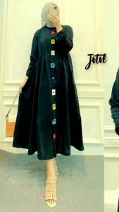 GAMIS MIDI KANCING PELANGI CRINKLE AIRFLOW PREMIUM