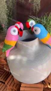 นกแก้วตาโต เซรามิก🦉เกาะกระถางแต่งสวนคละสีนะค่ะกดสั่งคละสีให้นะคะ🙏