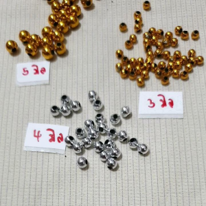 ลูกปัด ลูกปัดเนียม ลูกปัดทอง ขนาด 3-4 มิล แบบชั่งน้ำหนัก สีทอง สีเนียม ลูกปัดมีรู รูตรงกลาง รูเล็ก 1 มิล