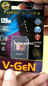 Micro Sd V-GeN 128GB CLASS10 TURBO 100MB/s + Adaptor MMC 128 gb plus adapter Original Bergaransi Lifetime Rusak Ganti Baru memory card Kamera