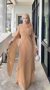 ชุดเดรสออกงานเดรสมุสลิมผ้าชีฟองเลื่อมผู้ใหญ่V20
