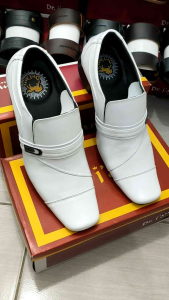 SEPATU PANTOFEL FORMAL KULIT PRIA DR. IAM 6002 PUTIH ( PRODUKSI SENDIRI )