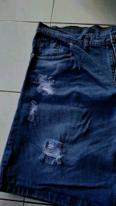 Celana Jeans Pendek Sobek Pria Jumbo Dewasa Denim Big Size Besar 33-45/Jeans Pendek Sobek Jumbo Pria