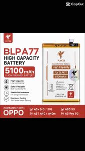 FLYCDI BLPA77 5100mAh Battery for OPPO A3x 4G 5G A3 A40 A40m A80 5G A3 Pro 5G High Capacity Replacement Battery
