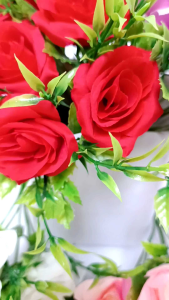 AF46 Bunga Mawar Daun Rumput Artificial Hiasan Seserahan Mahar Dekor Wedding Backdrop