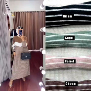 Alysa Dress/Midi salur Bawah/midi knit premium hijab/midi wanita modek baru