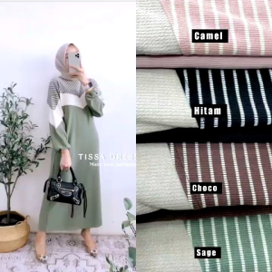 Midi Knit Salur Premium/Tissa Dress: Desain Modern & Motif Baru