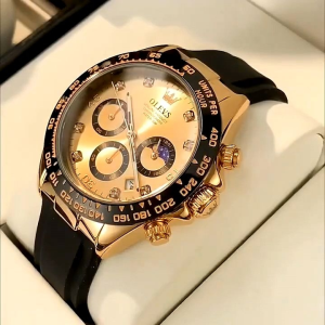 OLEVS Jam Tangan Pria Mewah Dan Keren 100% Asli Anti Air Tahan Led Hitam Luxury Chronograph Watch