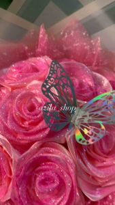 [Isi 710]BUKET BUNGA PITA SATIN GLITER MODEL TERBARU tulisan dan kupu BUKET GRADUATIONULANG TAHUNHARI GURUHARI IBUWEDDINGANNIVERSARRY