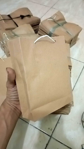 100 PCS Paper bag coklat kecil UK 18×15×5 Tas souvenir hajatan