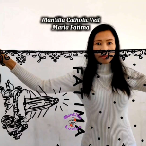 Mantilla Kerudung Misa Gereja Katolik Persegi Panjang/Selendang Rectangular Catholic Veil - Maria Fatima