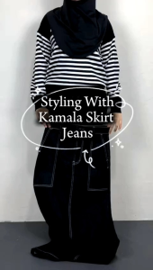 KAMALA SKIRT JEANS - HIGHWAIST - ROK WANITA