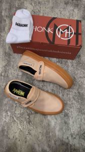 SEPATU MAHONK - Slip On Velcro Pink Peach Gum Terbaru