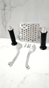 Paket PROMO 4 in 1 Handle Vario 125 150 Beat CBS + Cover Tutup Radiator Vario + Handgrip Honda + Jalu Stang Universal Motor Baut