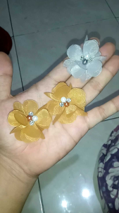 Aplikasi Bunga Organza 3D  isi 6 pcs