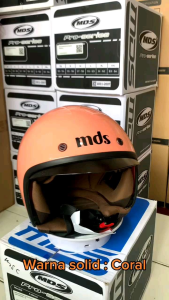 HELM MDS MAGNUM SOLID CORAL - Helm Stylish Clasik Semi Helm Bogo