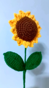 Sunshine Blooms Crochet Sunflower with stem by AMR Creations