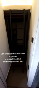 Loft bed customize singapore/helper loft bed+mattress+shelf /unity /bomb shelter/helper room/store room/smaller room