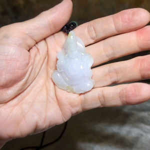 Type A Jadeite Premium light lavender & yellow Ji Gong Jade pendant (with certificate) 精品翡翠A货浅紫罗兰小许黄翡济公活佛吊坠(带证书)