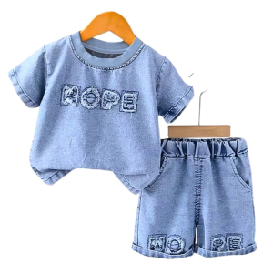 Setelan Jeans Denim Anak Laki-Laki Hope Warna Biru dengan Motif Grafis untuk Usia 1-5 Tahun