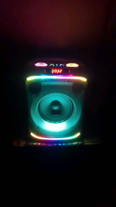 Brodu BTS-2801 Karaoke Box with colorful LED lights Bluetooth connectivity microphone input speaker output home entertainment