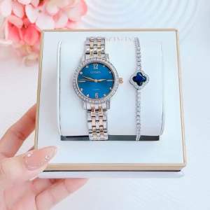 ĐỒNG HỒ NỮ CHÍNH HÃNG Citizen EL3106-59L Quartz Crystal Blue Dial Demi Gold Stainless Steel Ladies Watch