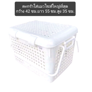ตะกร้าใส่แมวไซส์ใหญ่ที่สุด (XXL) สีพาสเทล กว้าง 42 ซม. ยาว 55 ซม. สูง 35 ซม. พลาติกเกรด A หนาแข็งแรง