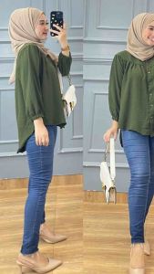 ATASAN WANITA MUSLIM TERBARU - KOREA STYLE SOFIA TOP BAHAN CRINKLE AIRFLOW LEMBUT DAN NYAMAN DIPAKAI