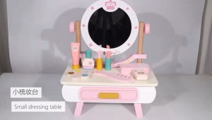 KiddieStore Wooden Toys - Makeup Table Pretend Playset with accessories