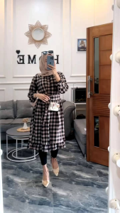 TUNIK KOTAK ZARA TERBARU FREE BELT PREMIUM TERMURAH