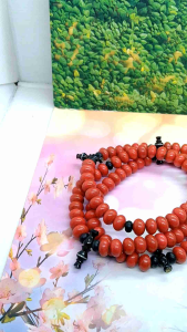 MAHEN CRAFT Kalung Tasbih Tijani Batu Marjan Merah Kombinasi User Black C47