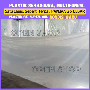 6x3 M. Plastik Terpal Serbaguna.. Penutup Atap GreenHouse Pertanian Pelindung Barang Furniture.
