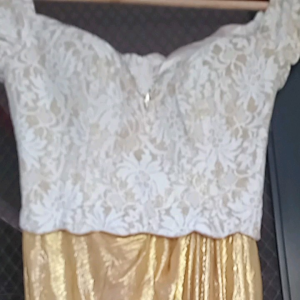 PRELOVED Glittery Gold Gown off shoulder