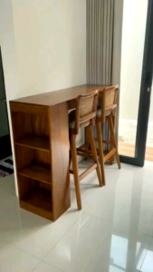 SET MEJA BAR MINI KURSI ROTAN | MEJA BAR CAFE MINIMALIS JATI