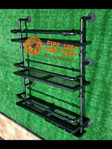 ชั้นเหล็กชั้นโชว์เครื่องดื่ม Pipeloft style - ช่องเวลา 90x120x25 กม