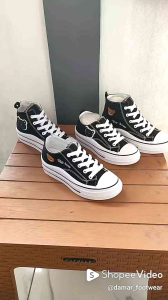 Sepatu Sekolah Anak Perempuan SD SMP For&nice Whybear Motif Panda Tali Hitam Putih