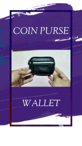Black silver zipper closure leather coin purse wallet for everyday use