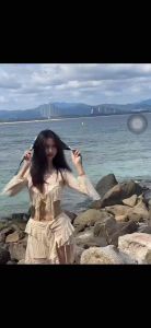 Crush me QA26 SET 4 MẢNH bikini đi biển bèo nhún đồ bơi áo tắm fairy y2k ống loe váy tầng bất quy tắc buộc dây tua rua