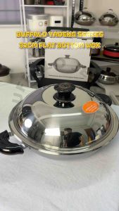 BUFFALO YADENG SERIES S/S 32cm Flat Bottom Perfect Frying Wok | Free Steam Rack | 304 Stainless Steel 牛头牌32cm雅登平底炒锅免费蒸架