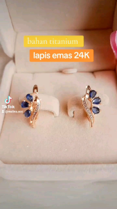 Anting Titanium Lapis Emas Awet Anti Karat Gold Earrings