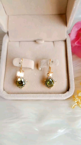 Anting Aksesoris Permata Zircon Lapis Emas Gold Berkilau