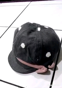 T.I - Topi Baret Anak Perempuan Pita Polkadot Berets Hat Import