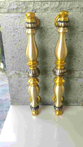 Handle Pintu Rumah Kuningan Antik Motif Bimo Gold 37 cm 2 pcs