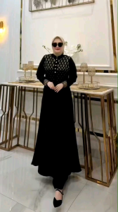 gamis muslim wanita mewah cantik abaya hitam dres elegant polos payet mote swaroski
