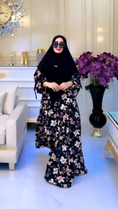 Eldiana syari 4 - premium crincle airflow Ld 110 Pb 140 zipper depan