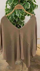 Elizabethgrosir1 Backless V-neck Batwing Knit Top Import Bahan knit import premium stretchy Muat untuk bigsize U213