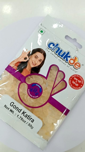 Chukde Gond Katira (tragacanth gum) a natural plant gum commonly used in Indian drinks and desserts.